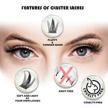 Fluffy Lash Extension Faux Mink Thick Cluster Eyelash Extensions 80D 10-16mm Lash Clusters Individual Volume Look Lash Extensions DIY Clusters Lashes Extension At Home - C - View 9