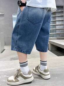 Pantalones cortos de verano para niño preadolescente, pantalones cortos de mezclilla nuevos de 2024 para niños grandes, diseño casual y moderno