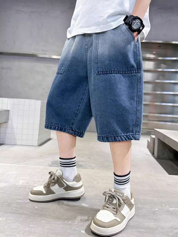 Tween Boy Summer Shorts, 2024 New Denim Shorts For Big Kids, Casual Design