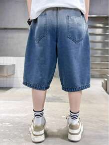 Pantalones cortos de verano para niño preadolescente, pantalones cortos de mezclilla nuevos de 2024 para niños grandes, diseño casual y moderno