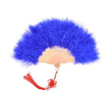 Éventail en tissu pour femmes, accessoire de danse, synthétique avec plumes et pliable, joli éventail de décoration de mariage. Meilleur cadeau pour l'anniversaire