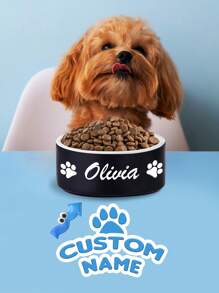1pc Custom Dog Name Bowls, Personalized Pet Water Bowl, Custom Dog Bowl With Name, Custom Dog Bowl, Personalized Dog Food Bowl With Name, Dog Gift, Cat Gift, Gift For Dog Lover - White - View 6