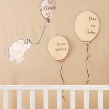 1 Bộ/2 Chiếc Đồ Trang Trí Treo Chúc Mừng Sinh Nhật Bằng Gỗ, Bong Bóng Cá Tính & Trang Trí Phòng Ngủ Hình Con Voi - màu gỗ - Xem 2