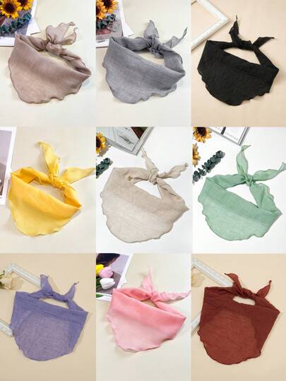 1 件可爱时尚围巾，简约纯色，波浪边，多功能三角形围巾，适合休闲、度假和百搭时尚