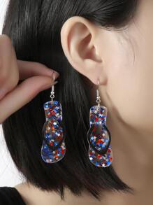 1雙閃閃發亮的美式設計歡樂慶祝美國國旗色亞克力拖鞋比基尼造型耳環，適合女性與美國派對用，慶祝美國日的配飾珠寶 - 彩色 - 查看 6