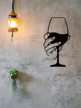 1pc Wine Metal Wall Art, Modern Minimalist Wall Decor For Living Room, Bedroom, Outdoor Garden Decoration,Home Decor ,Room Decor,Wall Decor Gifts Birthday Graduation