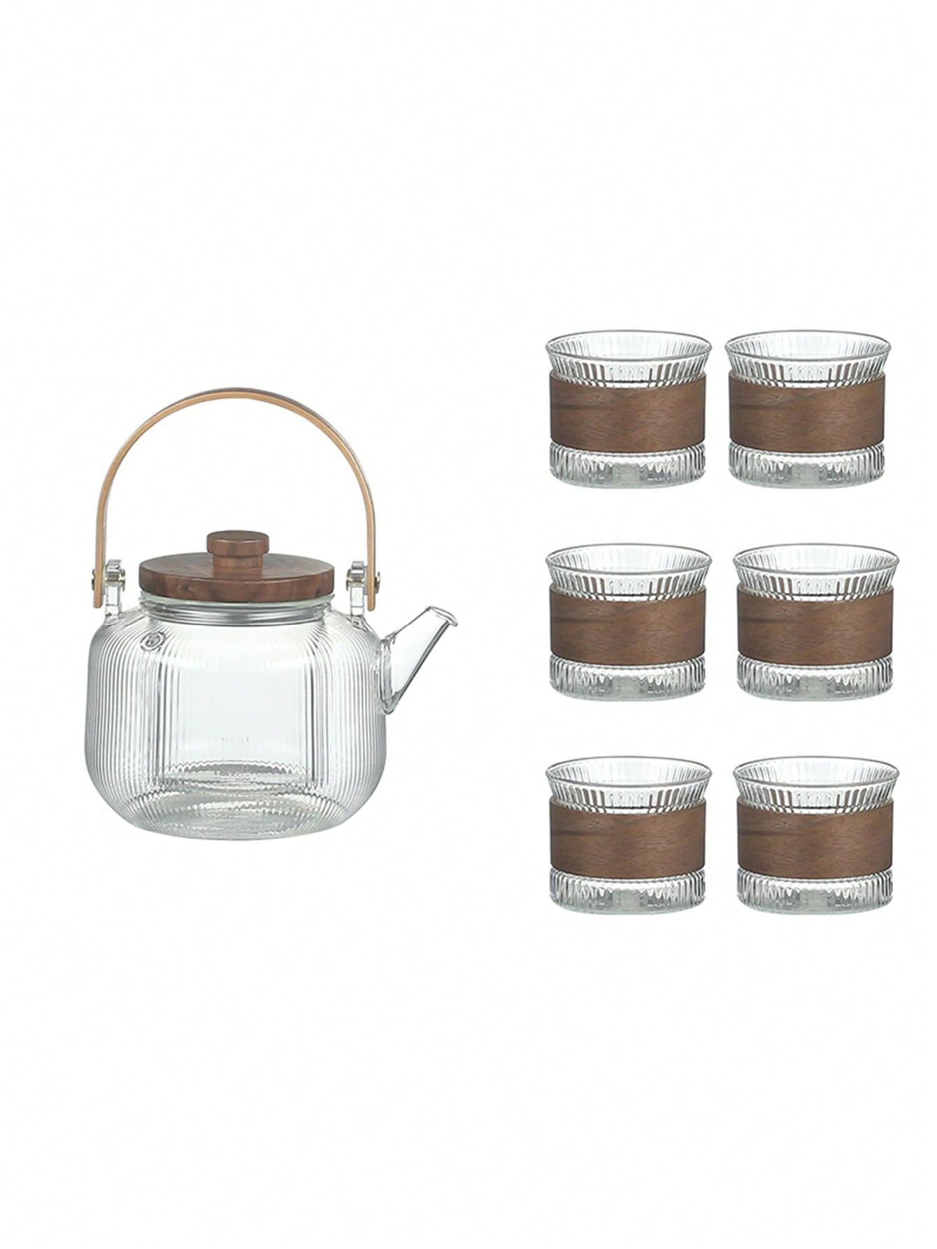 مجموعة إبريق شاي من الزجاج المقاوم للحرارة العالية...