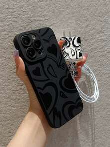 Funda de teléfono negro con protector de cable cargador antirotura, compatible con iPhone - Multicolor - Ver 2