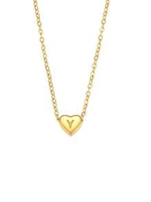 A Minimalist Necklace With A Small Heart-Shaped Letter Pendant, Made Of Stainless Steel And Plated With 18k Gold. Mini Necklace With Heart-Shaped Letter Pendant. - Letter Heart Necklace - View 12