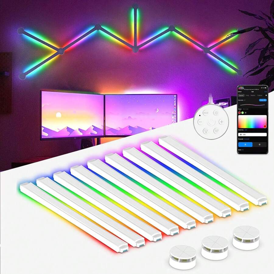 Smart LED Wall Light Bars,Diversified DIY RGB LED Strip Light,Music Sync Led Light Bar,Suitable For Gaming And Streaming Lover,Home And Gaming Room Decor