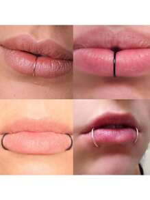 9Pcs Fake Lip Ring With 24Pcs Fake Eyebrow Piercing Or Fake Face Piercings And 2 Sheet Self-Adhesive Sticker - Multicolor - View 11