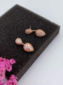 流行的水滴鑽耳環，時尚獨特，韓國設計師設計，優雅的派對首飾禮物 - 水滴耳環 - 查看 11