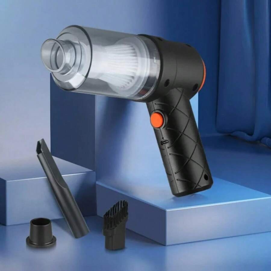 mini aspiradora para interiores de coche 2 en 1, aspira y sopla aire , portatil , ideal para casa, interiores, auto, dispositivos electronicos Aspirador De Mano Portátil Inalámbrica - Negro - Ver 1