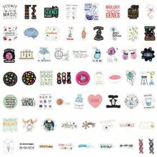60 piezas Biología Pegatinas de vinilo decorativas para scrapbooking, diario, laptop, parachoques, patineta, botella de agua, computadora, teléfono, dibujos animados, casco de protección, pegatinas y calcomanías para carro