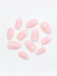 Set de 4 paquetes (96 piezas) - Elegantes uñas acrílicas con diseños delicados degradados, con 2 pegamentos jelly y 1 lima de uñas para mujeres y chicas, suministros para uñas - Multicolor - Ver 8