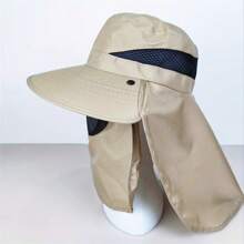 1pc Outdoor Sun Hat With Removable Face Cover, UV Protection Wide Brim Hat With Neck Flap For Hiking, Climbing, Fishing