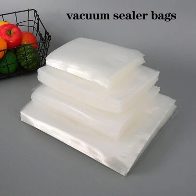 100 个食品真空封口袋，真空封口机真空包装袋，可重复使用，用于真空储存餐食准备和真空低温烹调，食品保鲜密封袋，家庭厨房用品