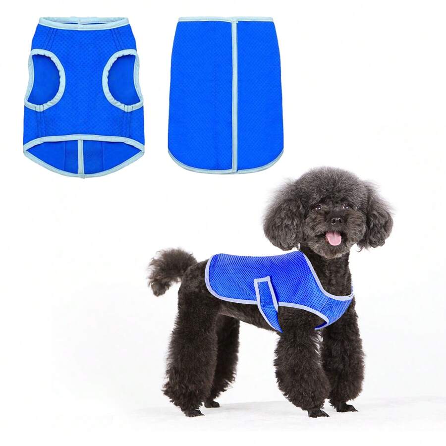 1入藍色寵物冷卻背心PVA狗狗冷卻夾克，適用於小型、中型和大型犬，透氣網眼冰背心輕量狗冰降溫背心 - 藍色 - 查看 1