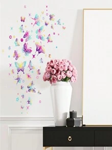 1 件卡通多色蝴蝶墙贴、贴纸、墙贴花、乙烯基贴花用于家居装饰、春季装饰品让您的家焕然一新、节日装饰贴纸礼物生日毕业