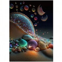 1入組海灘帆布畫，海邊貝殼、海星海洋海報壁畫印刷風景北歐牆壁圖片家居裝飾，不附框架