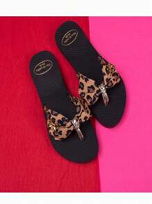 Chinelo Correia de Tecido Laço Feminino Rasteira Estampada Sola de Borracha