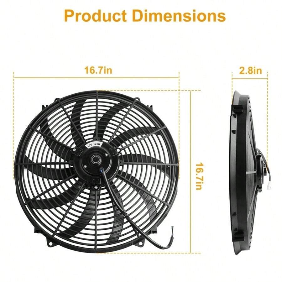 16 Inch Electric Radiator Cooling Fan 12V 120W 10 Blades Car