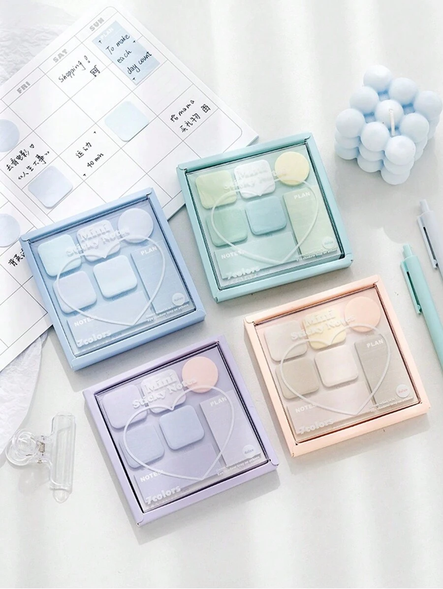 1pc Mini Sticky Notes, Eyeshadow Palette Shaped Memo Pad, High-Quality Removable & Adhesive - Multicolor - View 1