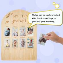 Bảng Khung Ảnh Năm Đầu Tiên Của Tôi - Khung Tranh Năm Đầu Tiên Của Bé 12 Tháng Bảng Cột Mốc Hiển Thị Ảnh Bảng Gỗ Khung Lưu Niệm Trung Tính Cho Bé Sinh Nhật 1 Tuổi Quà Tặng Trang Trí Nhà Trẻ Cho Bé Trai Bé Gái - Màu gỗ - Xem 5