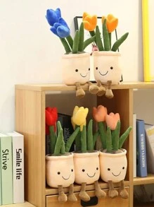 Peluche de Tulipanes de Felpa, Flor Planta, Regalo Bonito, Juguete de Peluche de Maceta de Tulipanes Rojo, Naranja, Rosa, Amarillo, Tulipan, Decoración de Hogar, Habitación - Rojo - Ver 3