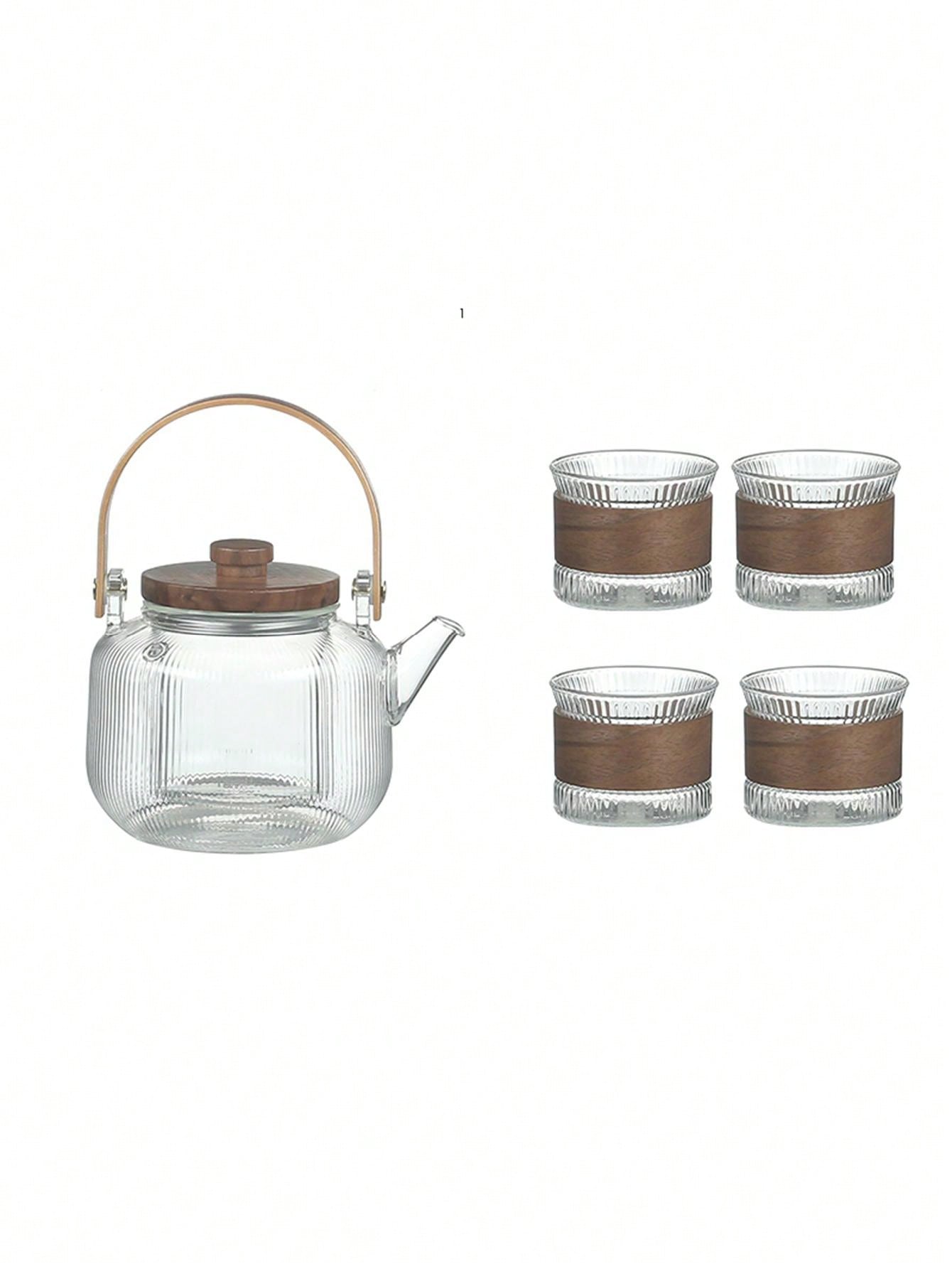 مجموعة إبريق شاي من الزجاج المقاوم للحرارة العالية...