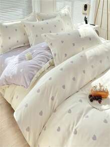 1pc Cute Polyester Heart Pattern Single Duvet Cover, Suitable For Student Dormitory, Multi-Color