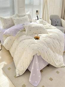 1pc Cute Polyester Heart Pattern Single Duvet Cover, Suitable For Student Dormitory, Multi-Color