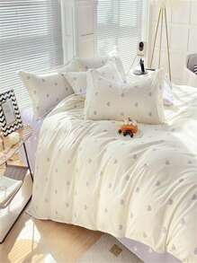 1pc Cute Polyester Heart Pattern Single Duvet Cover, Suitable For Student Dormitory, Multi-Color