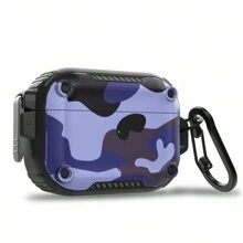 Men Compatible Airpods Pro 2nd Generation Case Cover With Lock, Hard Shell Airpod Pro 2 Case, Full-Body Shockproof Protective Airpods Case Skin With Keychain[Camo Blue] - Camouflage/blue - View 2