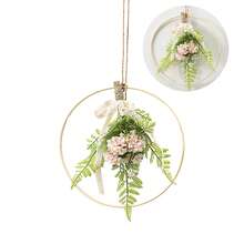 1個壁掛裝飾花圈，掛式繡球花花圈門牌婚禮人工花圈室外牆窗裝飾大型繡球花花圈 - 彩色 - 查看 3