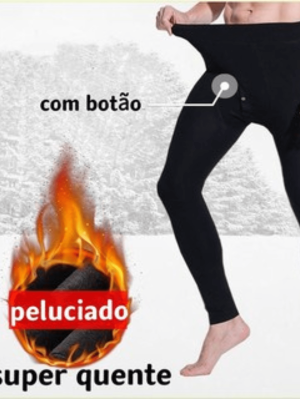 Meia Calça Térmica Forrada Masculina Inverno Frio Intenso Alta Qualidade Motoqueiro Com Botão