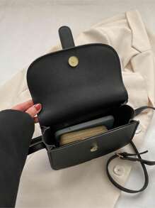 New Ladies Retro Soft Surface Leather Saddle Crossbody Mini Small Bag - Black - View 5