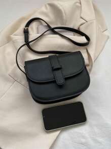 New Ladies Retro Soft Surface Leather Saddle Crossbody Mini Small Bag - Black - View 3