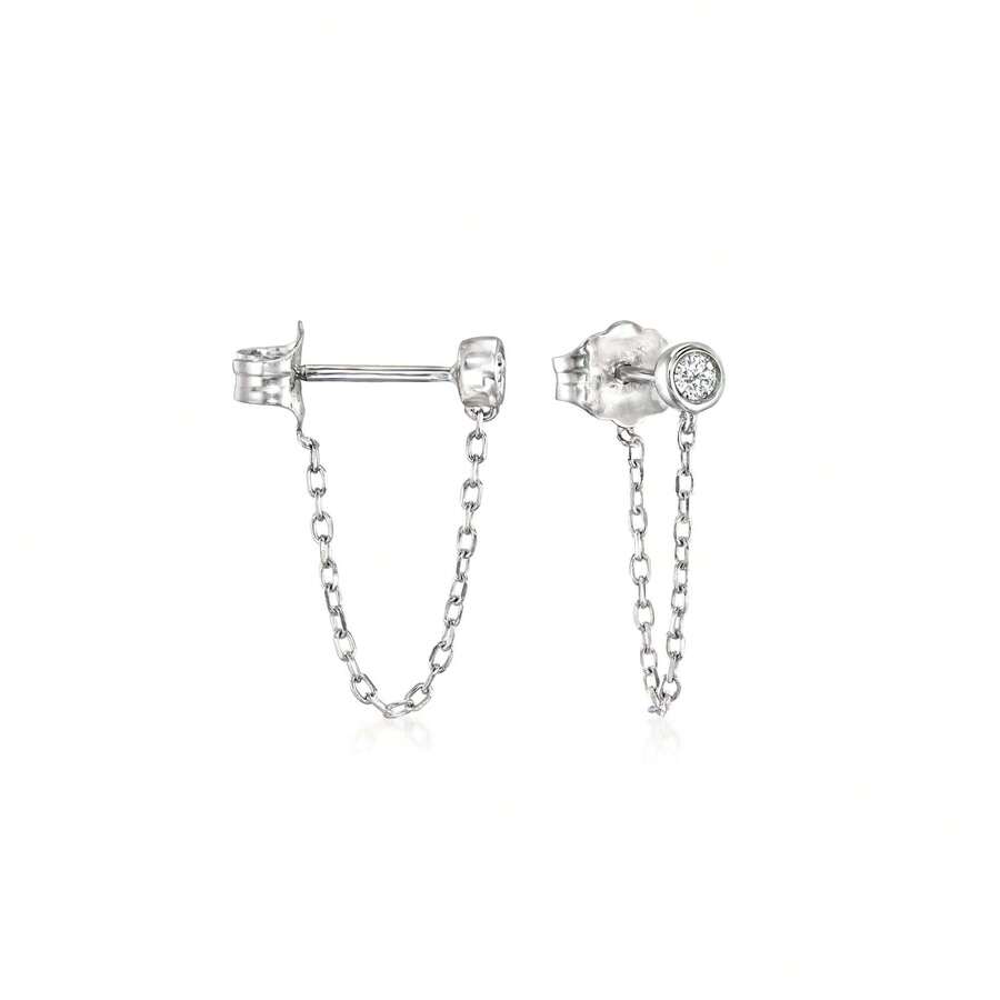 Sterling Silver Freshwater Pearl Diamond Accented Studs 653713:123:P