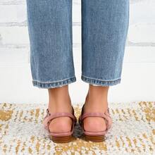 Womens Ankle Strap Low Block Heel Sandals - Blue - View 2