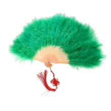 Éventail en tissu pour femmes, accessoire de danse, synthétique avec plumes et pliable, joli éventail de décoration de mariage. Meilleur cadeau pour l'anniversaire