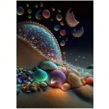 1入組海灘帆布畫，海邊貝殼、海星海洋海報壁畫印刷風景北歐牆壁圖片家居裝飾，不附框架