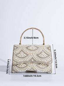 Faux Pearl Evening Bag Handbag, Elegant And Fashionable Style, Suitable For Different Occasions, Tready Bride Bag Tready Bride Bag, Perfect For Party, Wedding, Prom, Dinner/Banquet, Matching With Wedding Dress, Formal Dresses, Prom Dress, Birthday Dress, Party Dress, Excellently Matching With Party Dresses For Women, Essential Wedding Items, Perfectly Matching With Graduation Dress, Prom Dresses, Glamorous Rhinestone Bag, Elegant Pearl Clutch, Prom Bag, Perfectly Matching With Bridal Party