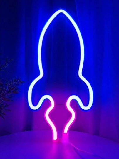 1 st barnrumsdekor raketformade neonljus, kreativa barnrumsdekorationer nattlampor, lämpliga för pojkrumsinredning, fester, födelsedagar, examensceremonier och högtidsdekorationer, present till barn