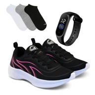 Conjunto de Academia para Mulheres - Tênis Macio e Leve + Meia Curta + Smartwatch