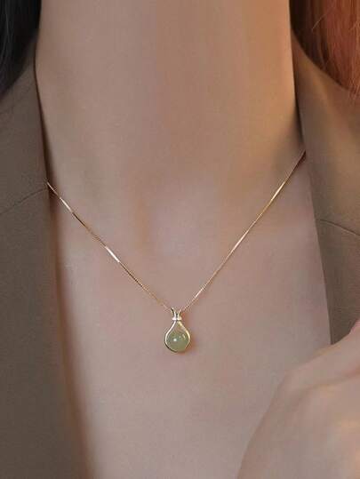 1件不锈钢时尚韩版甜美优雅祝福袋项链，适合日常佩戴