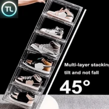 T&L Caja de almacenamiento de zapatos transparente de acrílico, caja de zapatos, organizador de zapatos apilable de plástico transparente,1PZ - Multicolor - Ver 5