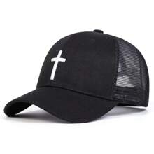 1 pieza Gorra de malla con patrón de cruz de Jesús para hombres, gorra de béisbol para actividades al aire libre, protección solar y ocio, adecuada para viajes de primavera y otoño, fiestas en la playa, Halloween - Multicolor - Ver 13