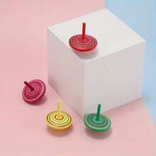 10pcs Random Style Wooden Rainbow Fidget Spinners For Tabletop Stress Relief, Party & Gathering - Multicolor - View 2