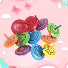 10pcs Random Style Wooden Rainbow Fidget Spinners For Tabletop Stress Relief, Party & Gathering - Multicolor - View 5